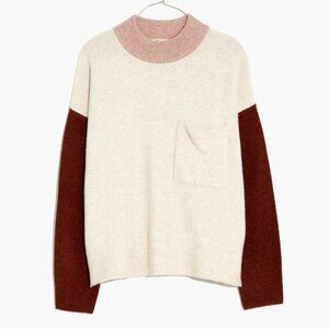 Madewell Redmond Mock Neck Pocket Colorblock Sweater Medium